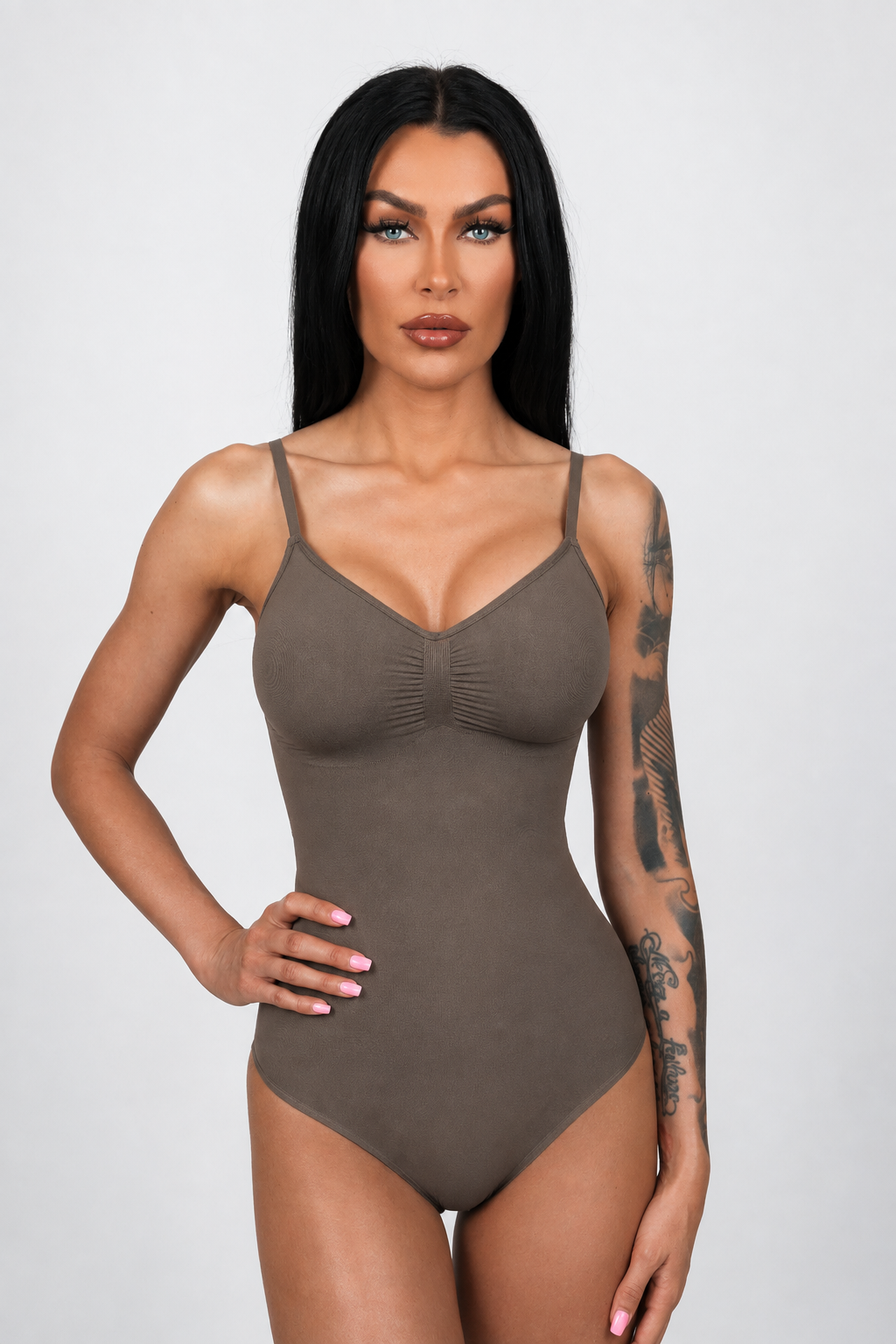 Body Shaper Tanga Fit in Braun – Vorderansicht